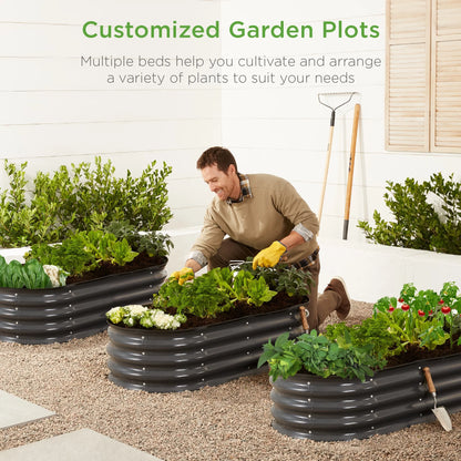 Elevate Your Gardening with the Best Choice Products 4x2x1 Ft Charcoal Oval Metal Raised Garden Bed - Perfect for Vegetables and Flowers!
