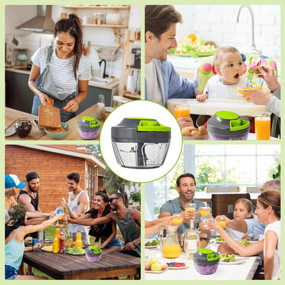 Pull-string manual food chopper chopping herbs