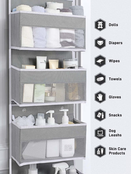 Lazyspin 6-Shelf over the Door Organizer, Door Hanging Storage, Gray
