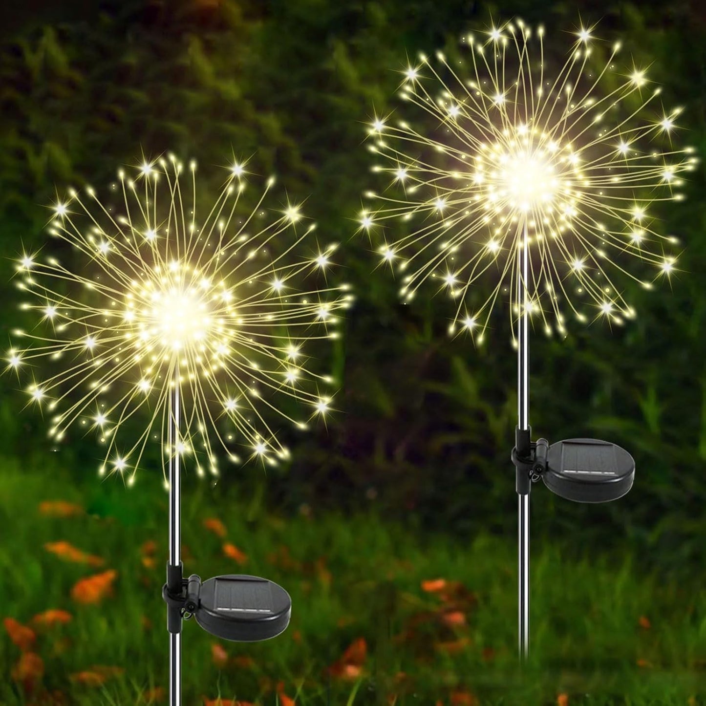 Solar firework starburst light, front view