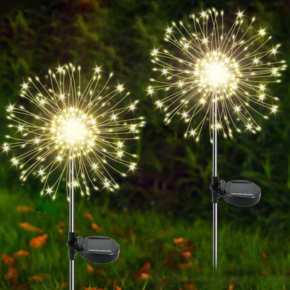 Solar firework starburst light, front view