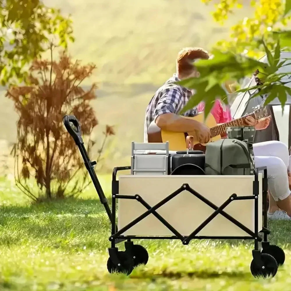 Heavy-Duty Foldable Garden Trolley Cart with 5 Inch Rubber Wheels