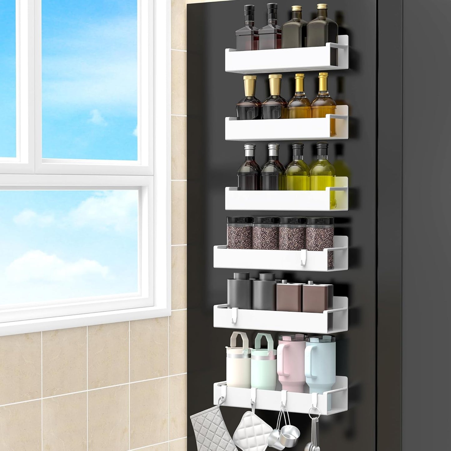 Magnetic fridge spice rack, spread out arrangement