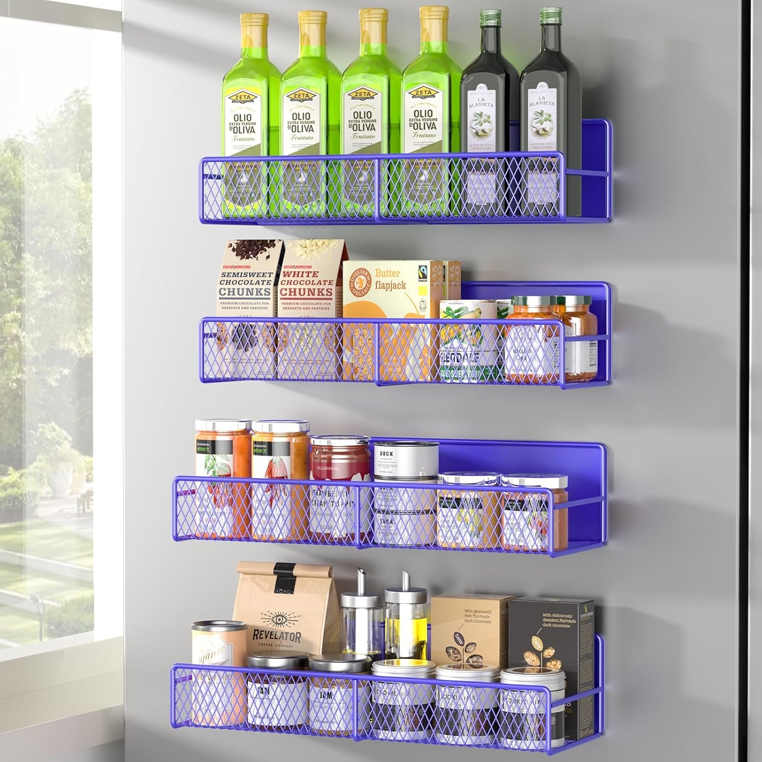 Magnetic spice rack shelf set in black finish