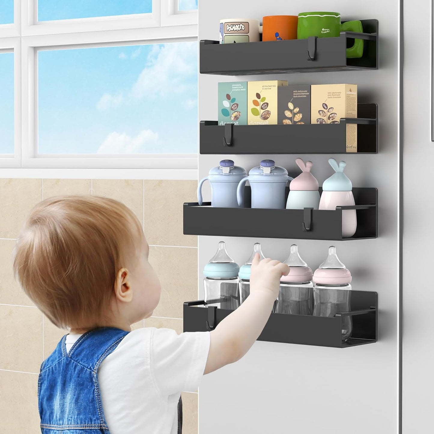 Magnetic fridge spice rack, 6-pack option
