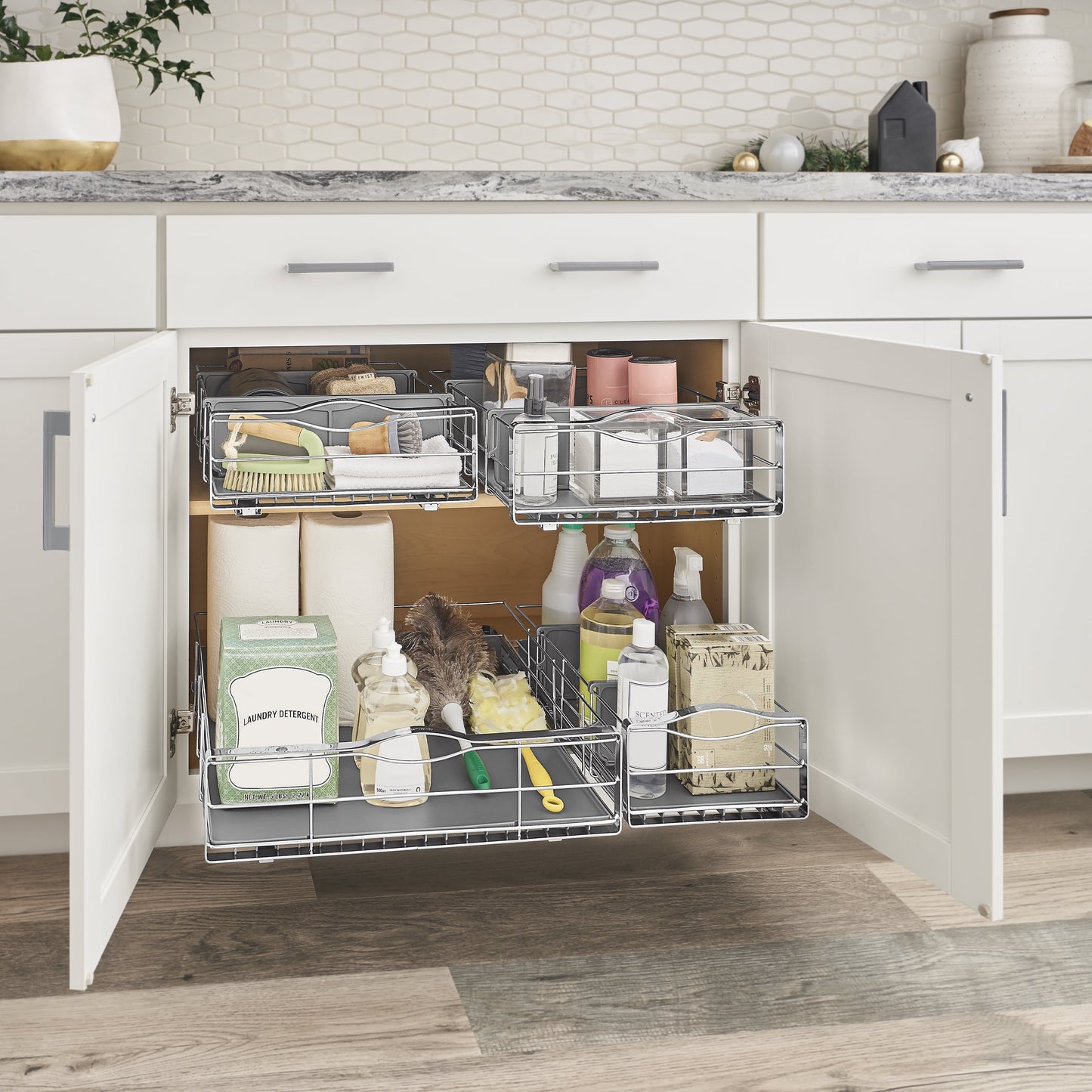 Simplehuman 9 Inch Pull-Out Kitchen Cabinet Organizer, Heavy-Gauge Steel Frame