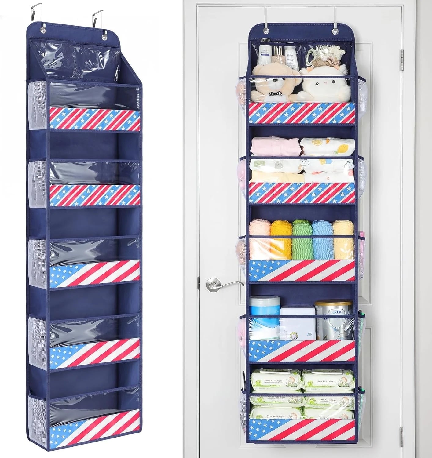 Lazyspin 6-Shelf over the Door Organizer, Door Hanging Storage, Gray