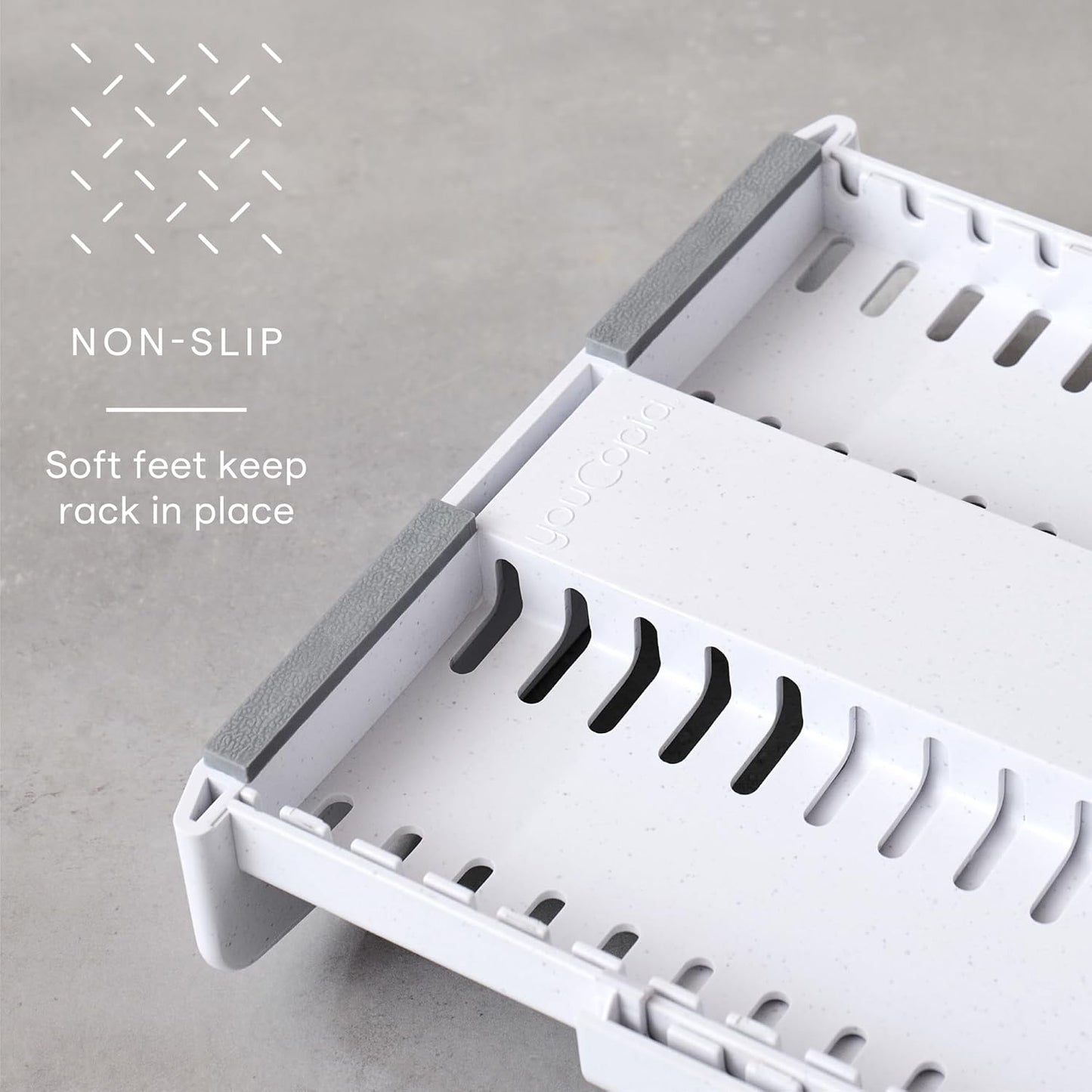 Youcopia Storemore Pan + Lid Rack, Expandable Pot Lid Organizer, Adjustable