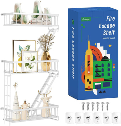 Fire escape wall shelf, 2.5-tier configuration