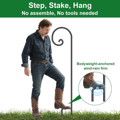 BEAU JARDIN 48-Inch Heavy Duty Shepherd Hooks - 2 Pack, No Assembly Required - Perfect for Hanging Plants, Bird Feeders, Lanterns, and Wedding Decor