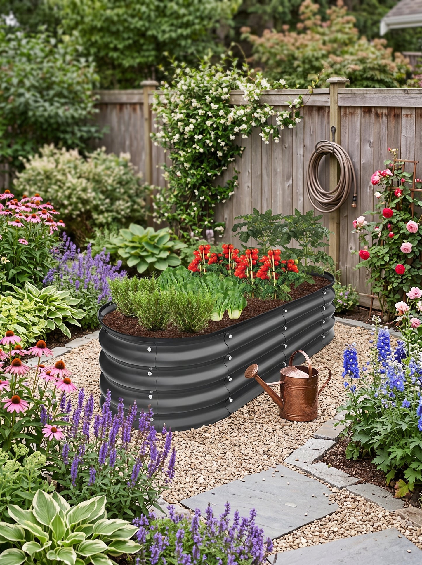 4x2x1 Ft Oval Metal Raised Garden Bed