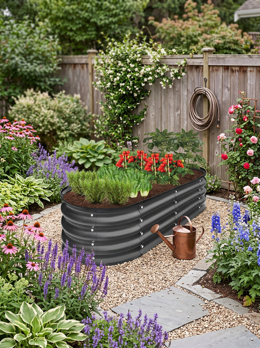 4x2x1 Ft Oval Metal Raised Garden Bed