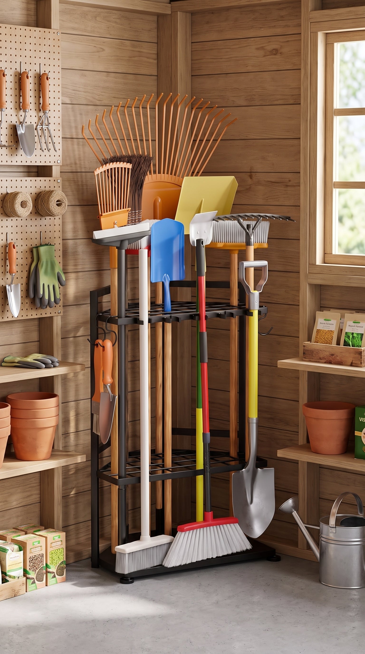 Garden tool organizer corner shaped with feet
