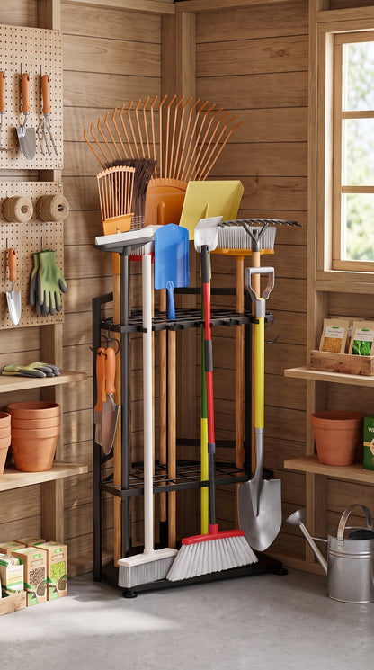 Garden tool organizer corner shaped with feet
