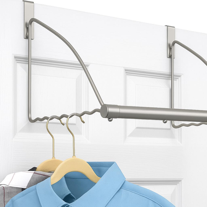 3-Tier Expandable Over-The-Door Closet Rod and Hook Rack