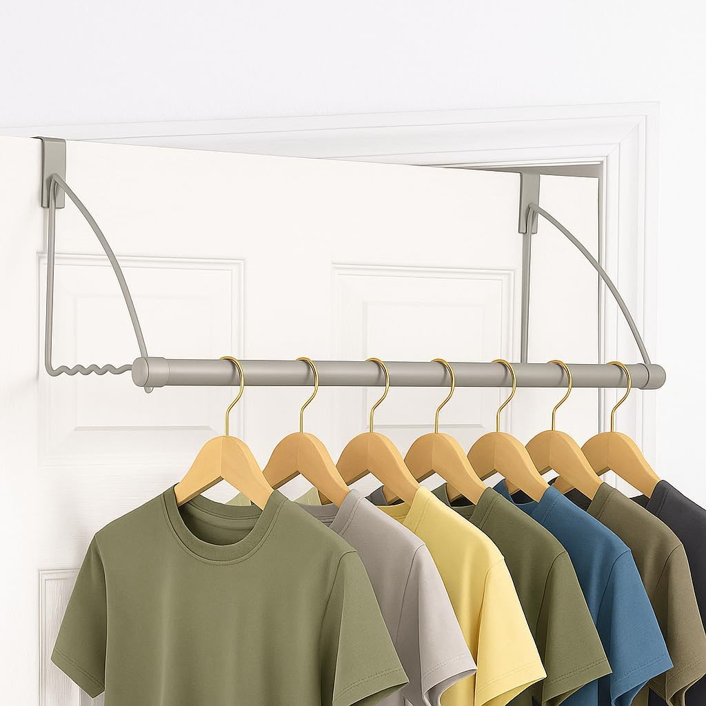3-Tier Expandable Over-The-Door Closet Rod and Hook Rack