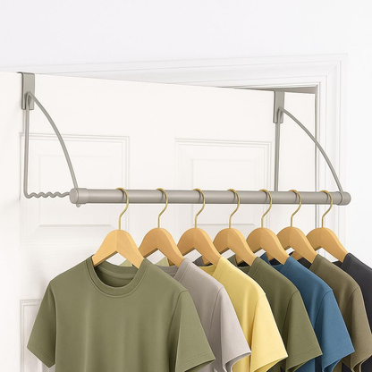 3-Tier Expandable Over-The-Door Closet Rod and Hook Rack
