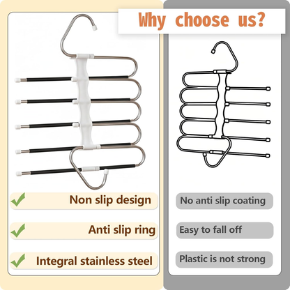 5-Tier Pants Hangers - 2 Pack of Anti-Slip Closet Organizers