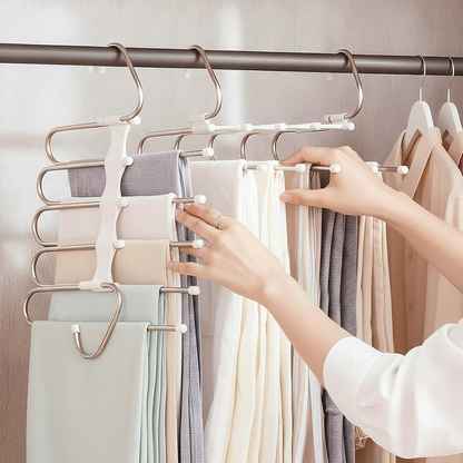 5-Tier Pants Hangers - 2 Pack of Anti-Slip Closet Organizers