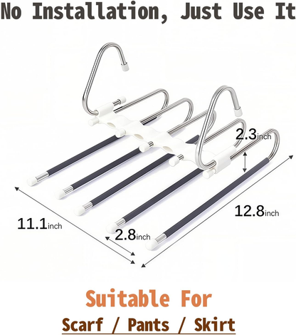 5-Tier Pants Hangers - 2 Pack of Anti-Slip Closet Organizers