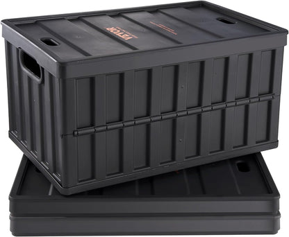 VEVOR Plastic Collapsible Storage Bins with Lids, 45L 3Packs, Stackable Folding Storage Crates with Handles, Holds 44 Lbs per Bin, Heavy Duty Containers, Space-Saving Baskets, for Home Organizing
