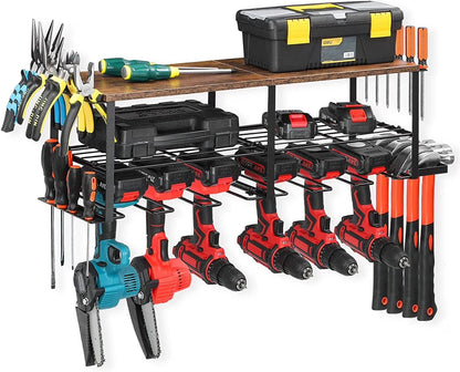 Power Tool Organizer, 6 Drill Holder Wall Mounted, Heavy Duty Storage Rack Shelf