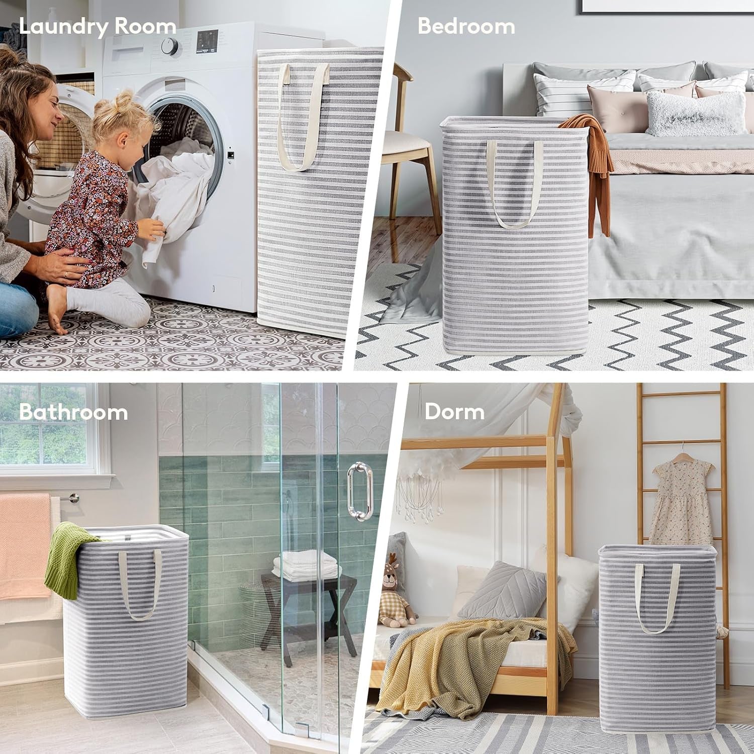 Lifewit 80L Collapsible Laundry Basket with Reinforced Handles, Waterproof Design for Bedroom and Laundry Room, Grey