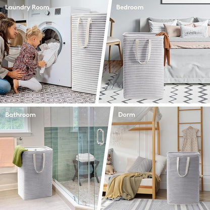 Lifewit 80L Collapsible Laundry Basket with Reinforced Handles, Waterproof Design for Bedroom and Laundry Room, Grey