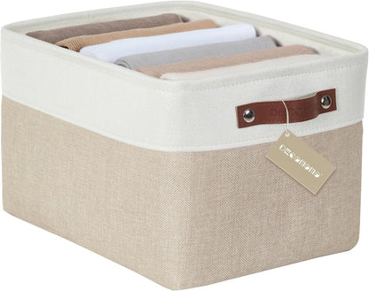 DECOMOMO Storage Bins, Large Fabric Storage Baskets for Shelves, Decorative Linen Closet Organizer, 15 X 11 X 9.5 Inches (Grey & White, 4 Pack)