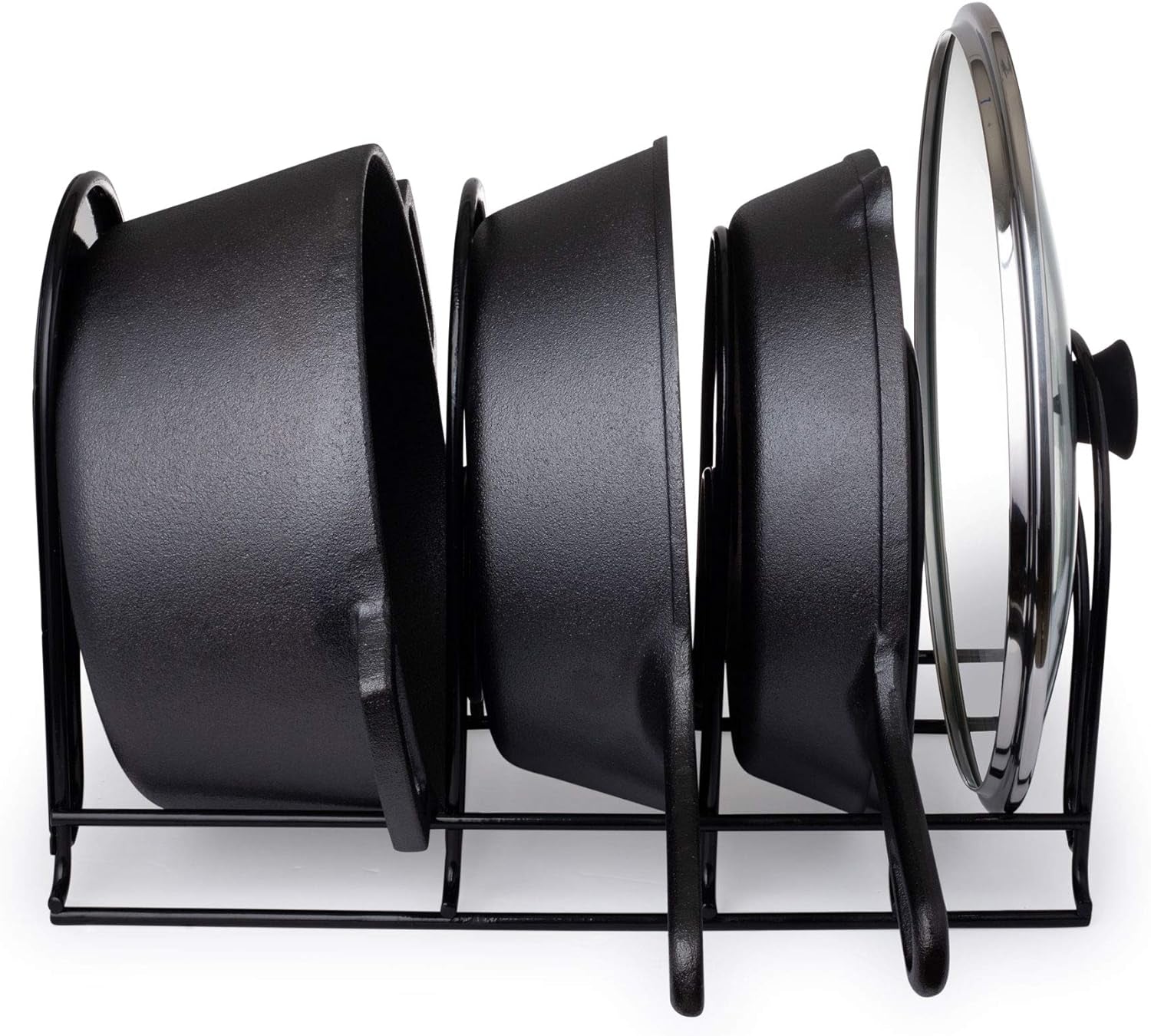 Cuisinel Extra Large 5-Tier Heavy Duty Pots and Pans Organizer - Durable, Space-Saving Rack for Cast Iron Skillets and Dutch Ovens - No Assembly Required - Sleek Black Design