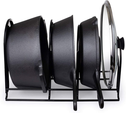 Cuisinel Extra Large 5-Tier Heavy Duty Pots and Pans Organizer - Durable, Space-Saving Rack for Cast Iron Skillets and Dutch Ovens - No Assembly Required - Sleek Black Design