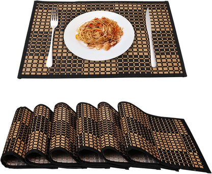 Bamboo Placemats Set of 4, Heat Resistant Place Mats for Dining Table, Durable Bamboo Table Mats, Stain Resistant & Easy Clean Placemats for Kitchen, Indoor/Outdoor Use 11.5 X 17.5 Inch