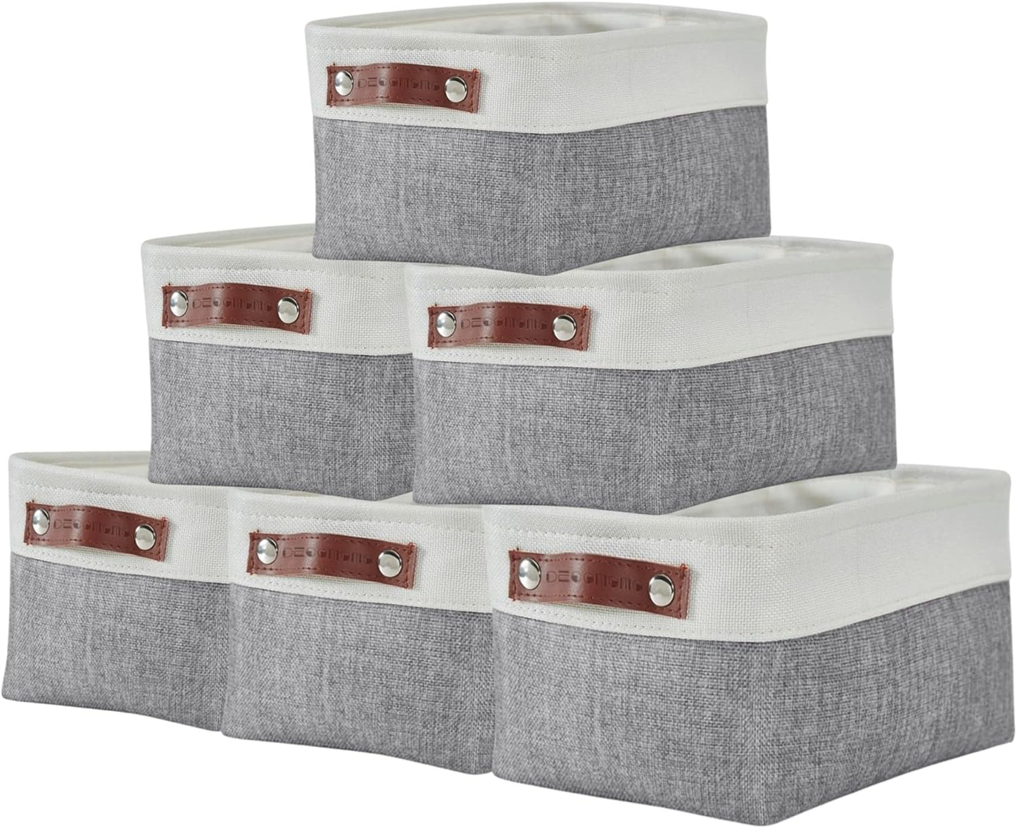DECOMOMO Storage Bins, Large Fabric Storage Baskets for Shelves, Decorative Linen Closet Organizer, 15 X 11 X 9.5 Inches (Grey & White, 4 Pack)