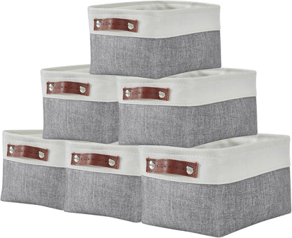 DECOMOMO Storage Bins, Large Fabric Storage Baskets for Shelves, Decorative Linen Closet Organizer, 15 X 11 X 9.5 Inches (Grey & White, 4 Pack)