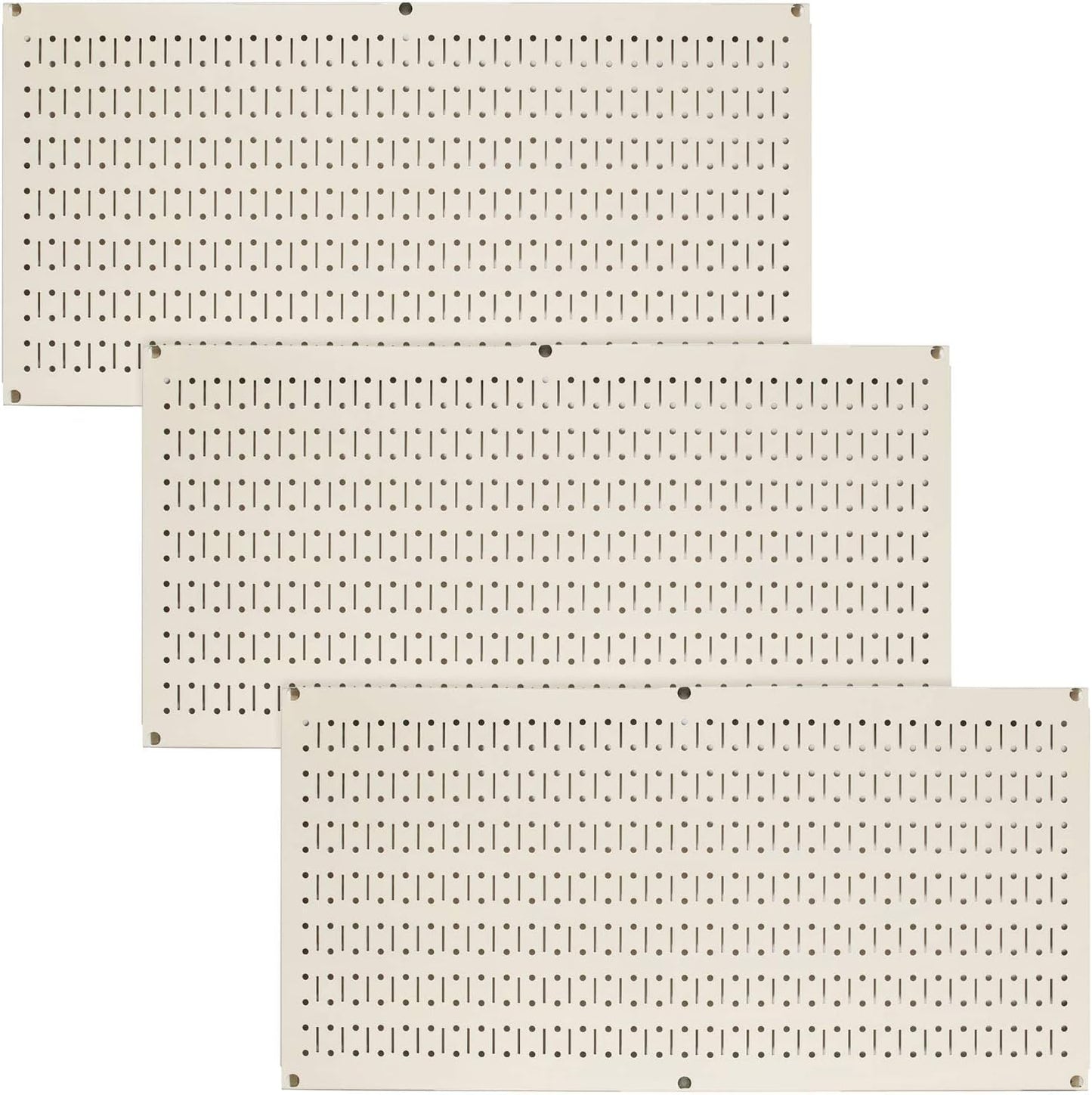 Wall Control Pegboard Value Pack - (3) Pack of Wall Control 16-Inch Tall X 32-Inch Wide Horizontal Metal Wallboards for Home & Garage Tool Storage Organization (Beige Pegboard)