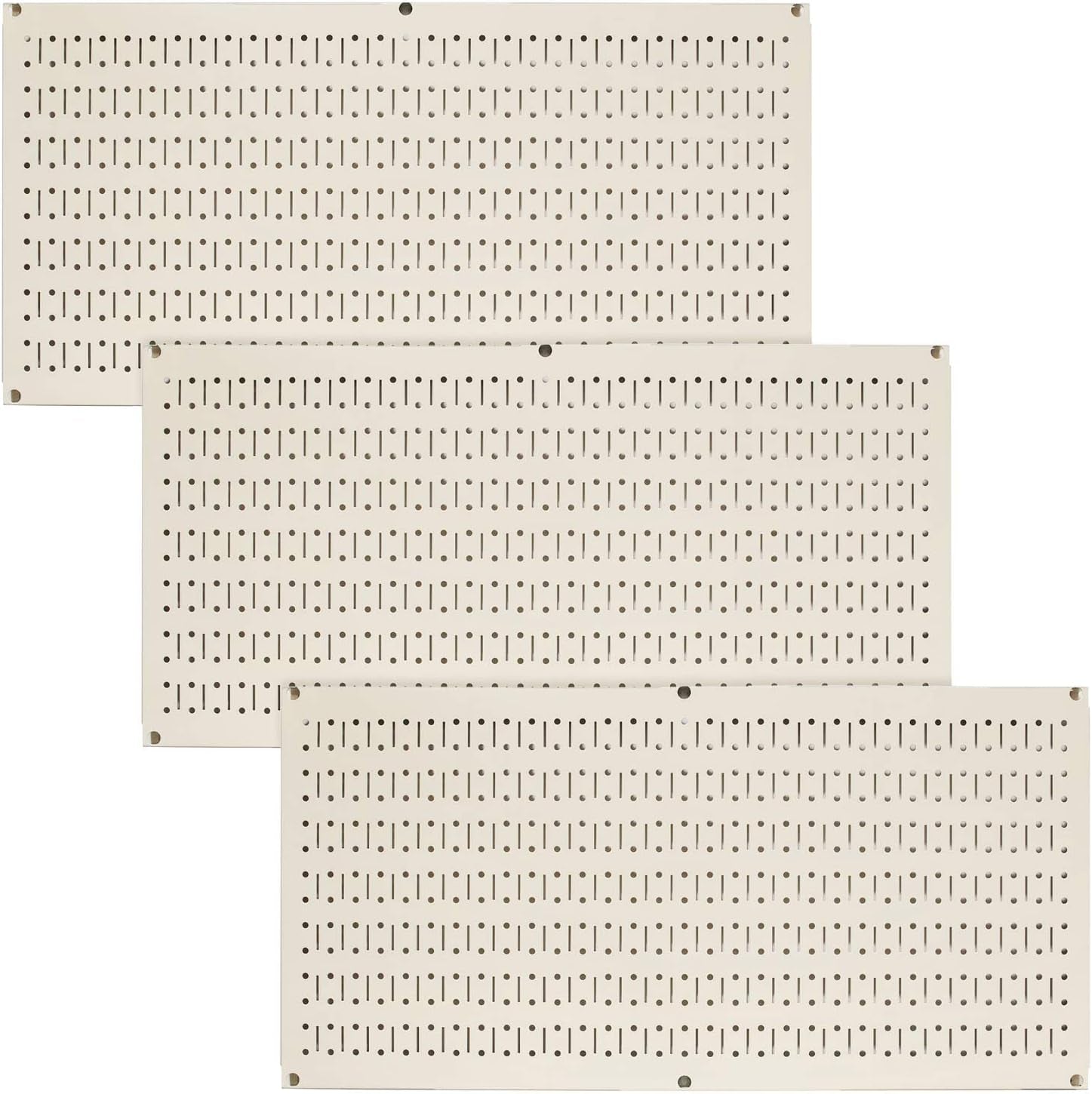Wall Control Pegboard Value Pack - (3) Pack of Wall Control 16-Inch Tall X 32-Inch Wide Horizontal Metal Wallboards for Home & Garage Tool Storage Organization (Beige Pegboard)