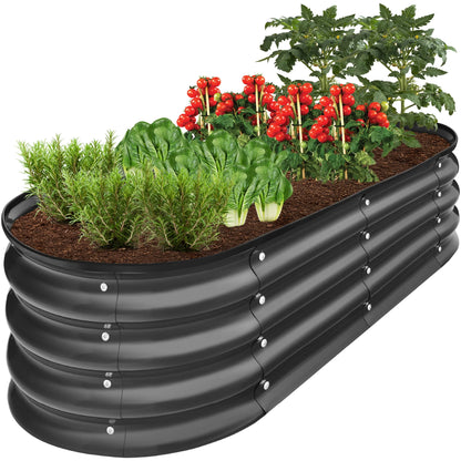 Elevate Your Gardening with the Best Choice Products 4x2x1 Ft Charcoal Oval Metal Raised Garden Bed - Perfect for Vegetables and Flowers!