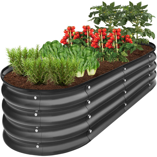 Elevate Your Gardening with the Best Choice Products 4x2x1 Ft Charcoal Oval Metal Raised Garden Bed - Perfect for Vegetables and Flowers!
