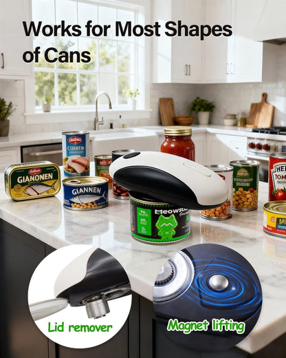 Rechargeable electric can opener, smooth cut edge close-up