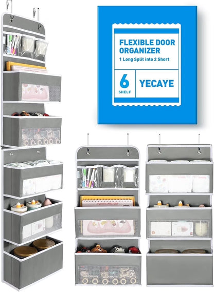 Lazyspin 6-Shelf over the Door Organizer, Door Hanging Storage, Gray