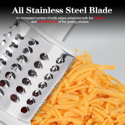 Ourokhome Rotary Cheese Grater Hand Crank, Kitchen Shredder Speed Mandolin Slicer Nut Grinder with Handle and Drum Blades for Cheese, Vegetable, Walnut, Chocolate, Potato, Carrot, 3 Blades, Green