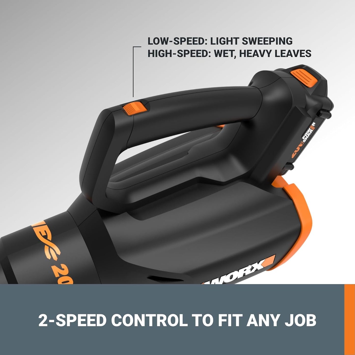 WORX Cordless Leaf Blower, Electric Blower with Turbine Fan, Blowers for Lawn Care with 2 Speed Control, Battery & Charger Included, WG547