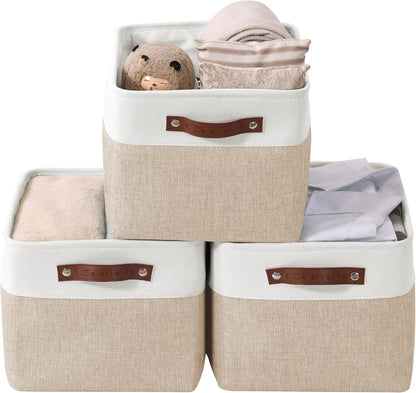 DECOMOMO Storage Bins, Large Fabric Storage Baskets for Shelves, Decorative Linen Closet Organizer, 15 X 11 X 9.5 Inches (Grey & White, 4 Pack)