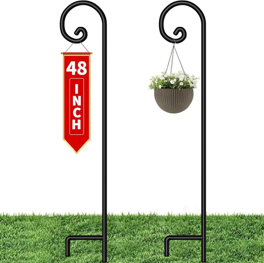 BEAU JARDIN 48-Inch Heavy Duty Shepherd Hooks - 2 Pack, No Assembly Required - Perfect for Hanging Plants, Bird Feeders, Lanterns, and Wedding Decor