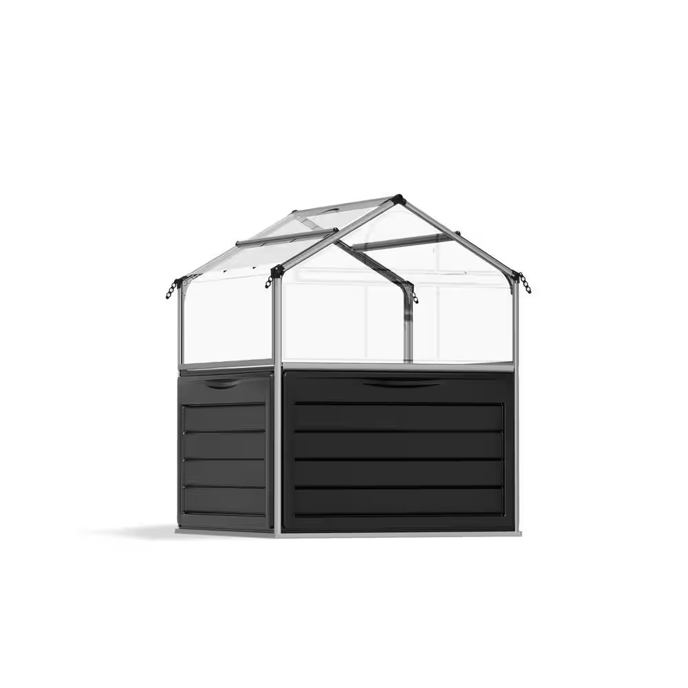 Plant Inn 4 Ft. X 4 Ft. Gray/Clear Raised Bed Polycarbonate DIY Greenhouse Kit