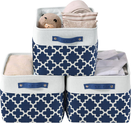 DECOMOMO Storage Bins, Large Fabric Storage Baskets for Shelves, Decorative Linen Closet Organizer, 15 X 11 X 9.5 Inches (Grey & White, 4 Pack)