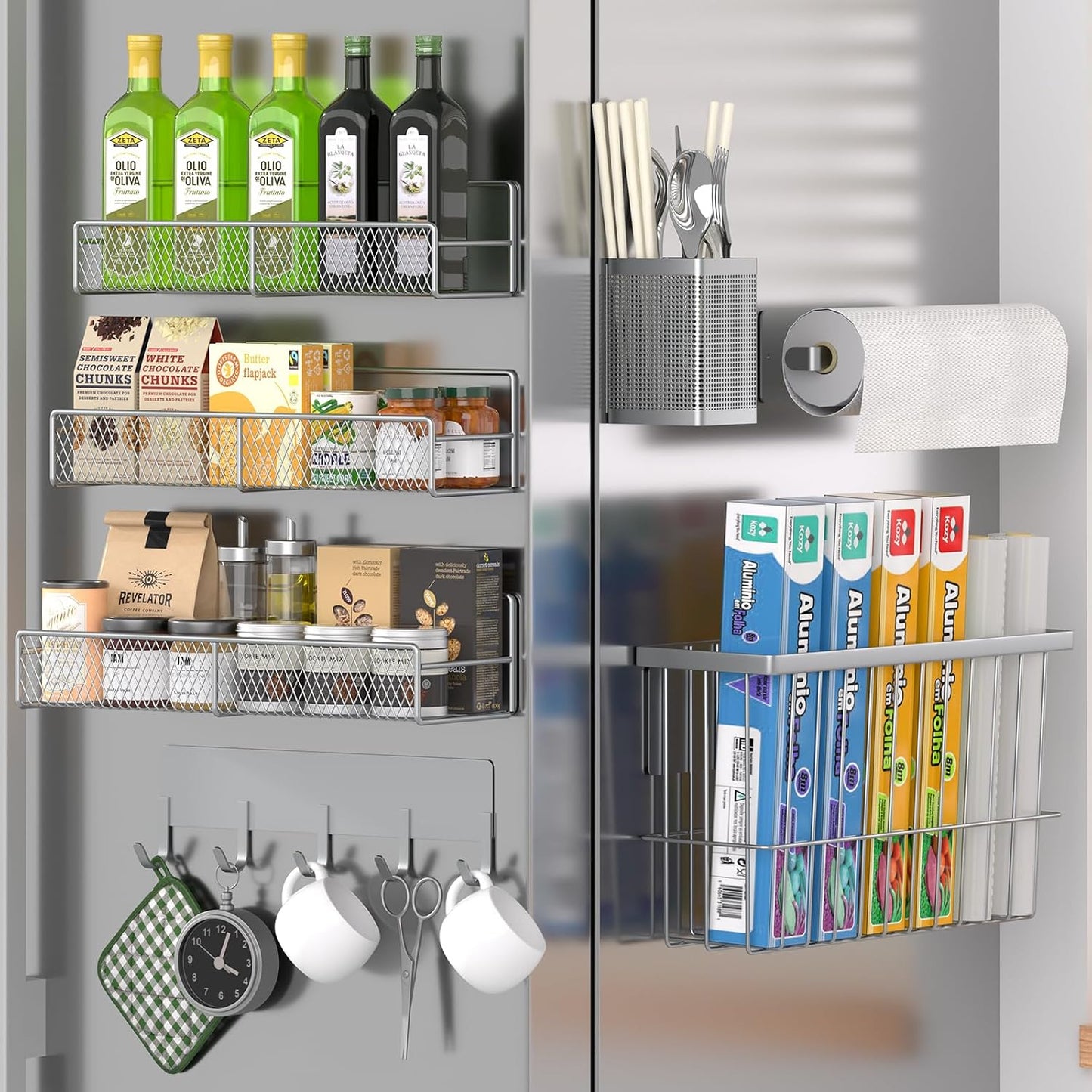 Magnetic spice rack shelf, full 10-piece set