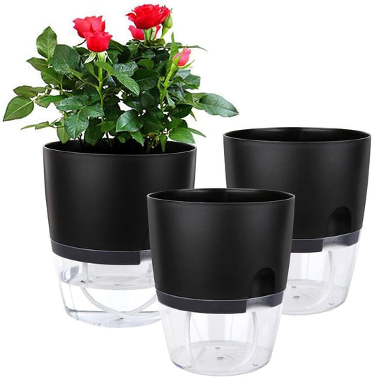 6 Inch Self Watering Planter Pots for Indoor Plants, 3 Packs African Violet Pots