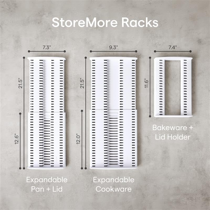 Youcopia Storemore Pan + Lid Rack, Expandable Pot Lid Organizer, Adjustable
