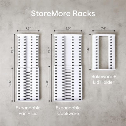 Youcopia Storemore Pan + Lid Rack, Expandable Pot Lid Organizer, Adjustable
